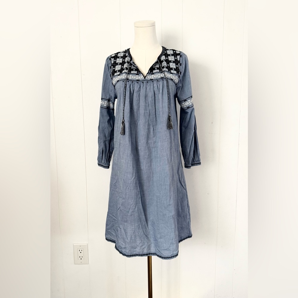 ULLA JOHNSON August Mini Dress in Chambray Size 4 - Picture 4 of 12